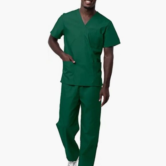 SIVVAN Unisex Scrub Set - Classic V-Neck Top & Drawstring Pants; Size Small - Picture 2 of 6
